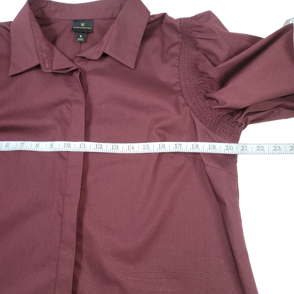 😊NWT Worthington Burgundy Button Down Blouse Sz L - Picture 4 of 6